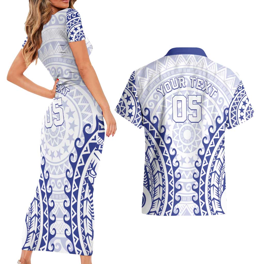 Custom Cook Islands Palmerston Couples Matching Short Sleeve Bodycon Dress and Hawaiian Shirt Polynesian Tribal Tattoo