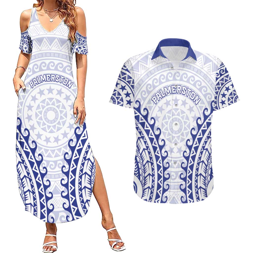 Custom Cook Islands Palmerston Couples Matching Summer Maxi Dress and Hawaiian Shirt Polynesian Tribal Tattoo