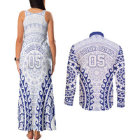 Custom Cook Islands Palmerston Couples Matching Tank Maxi Dress and Long Sleeve Button Shirt Polynesian Tribal Tattoo