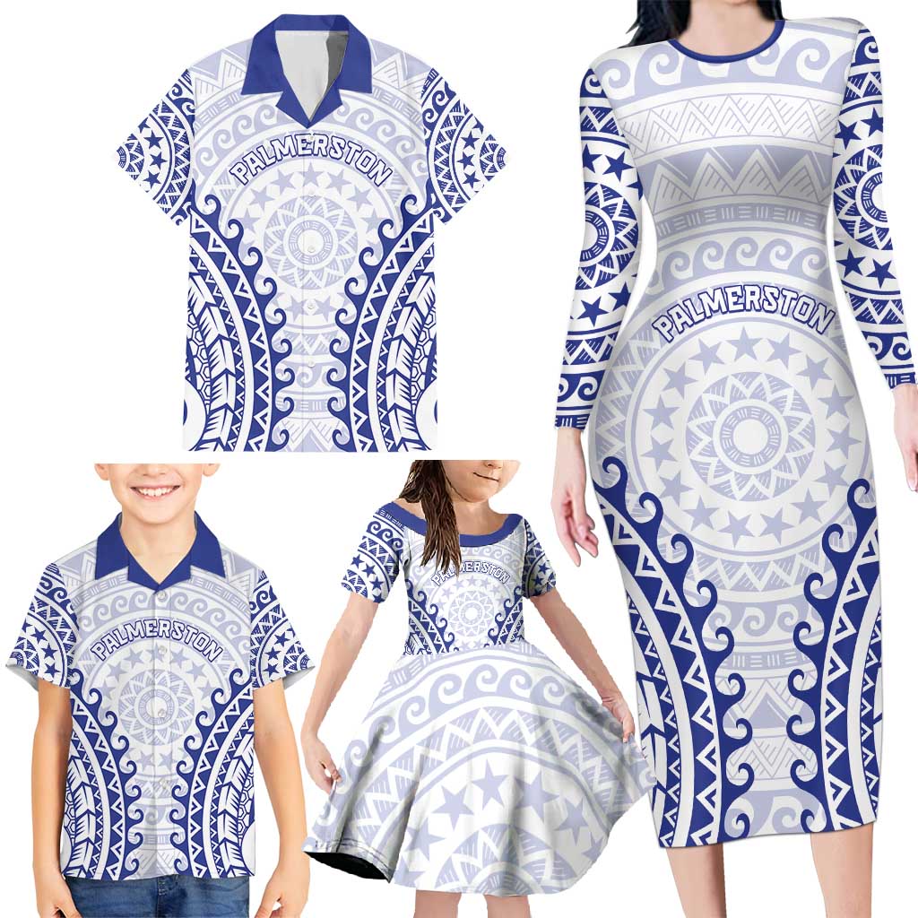 Custom Cook Islands Palmerston Family Matching Long Sleeve Bodycon Dress and Hawaiian Shirt Polynesian Tribal Tattoo