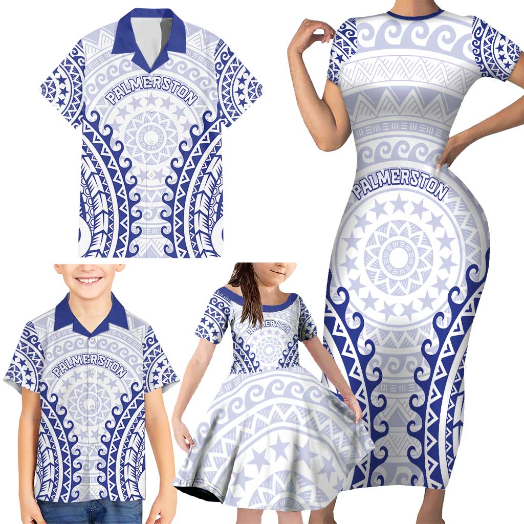 Custom Cook Islands Palmerston Family Matching Short Sleeve Bodycon Dress and Hawaiian Shirt Polynesian Tribal Tattoo