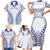 Custom Cook Islands Palmerston Family Matching Short Sleeve Bodycon Dress and Hawaiian Shirt Polynesian Tribal Tattoo