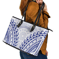 Custom Cook Islands Palmerston Leather Tote Bag Polynesian Tribal Tattoo