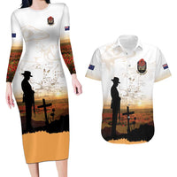 Australia And New Zealand ANZAC Day Couples Matching Long Sleeve Bodycon Dress and Hawaiian Shirt Battle Of Beersheba