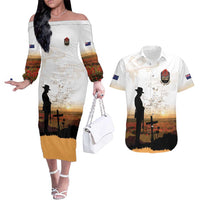 Australia And New Zealand ANZAC Day Couples Matching Off The Shoulder Long Sleeve Dress and Hawaiian Shirt Battle Of Beersheba