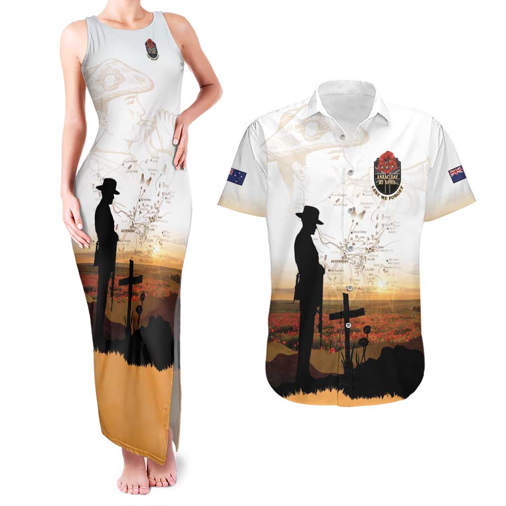 Australia And New Zealand ANZAC Day Couples Matching Tank Maxi Dress and Hawaiian Shirt Battle Of Beersheba LT05 Beige - Polynesian Pride