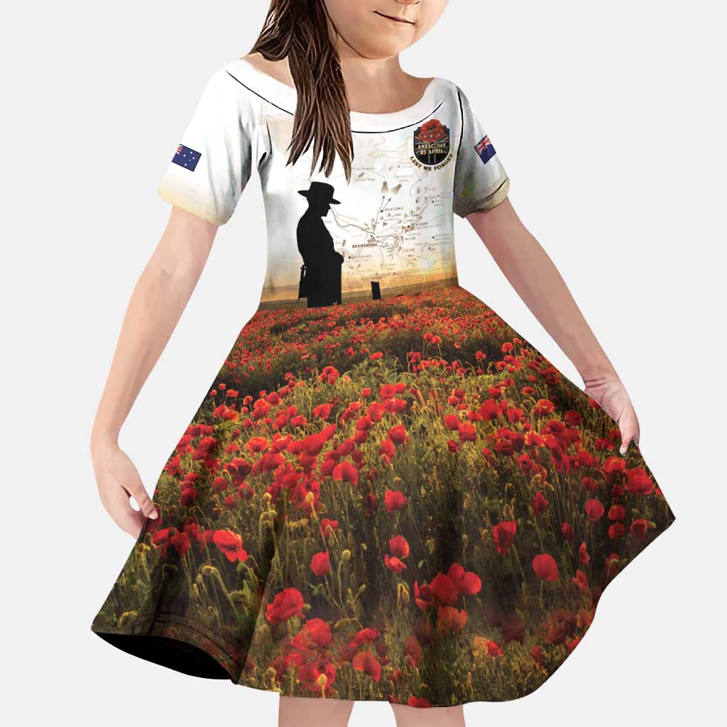 Australia And New Zealand ANZAC Day Family Matching Tank Maxi Dress and Hawaiian Shirt Battle Of Beersheba LT05 Daughter's Dress Beige - Polynesian Pride