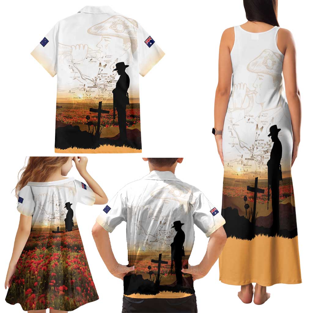 Australia And New Zealand ANZAC Day Family Matching Tank Maxi Dress and Hawaiian Shirt Battle Of Beersheba LT05 - Polynesian Pride
