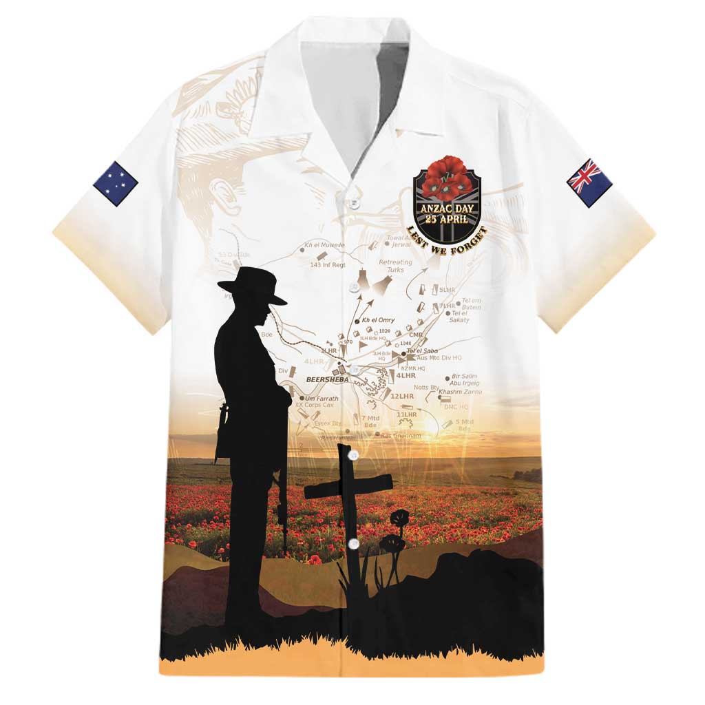 Australia And New Zealand ANZAC Day Family Matching Tank Maxi Dress and Hawaiian Shirt Battle Of Beersheba LT05 Dad's Shirt - Short Sleeve Beige - Polynesian Pride