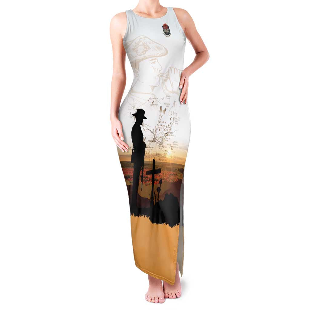 Australia And New Zealand ANZAC Day Family Matching Tank Maxi Dress and Hawaiian Shirt Battle Of Beersheba LT05 Mom's Dress Beige - Polynesian Pride