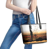 Australia And New Zealand ANZAC Day Leather Tote Bag Battle Of Beersheba LT05 - Polynesian Pride