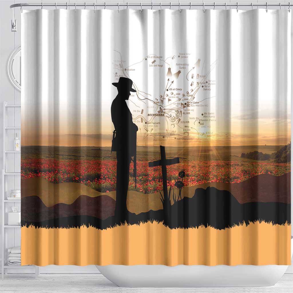 Australia And New Zealand ANZAC Day Shower Curtain Battle Of Beersheba LT05 - Polynesian Pride