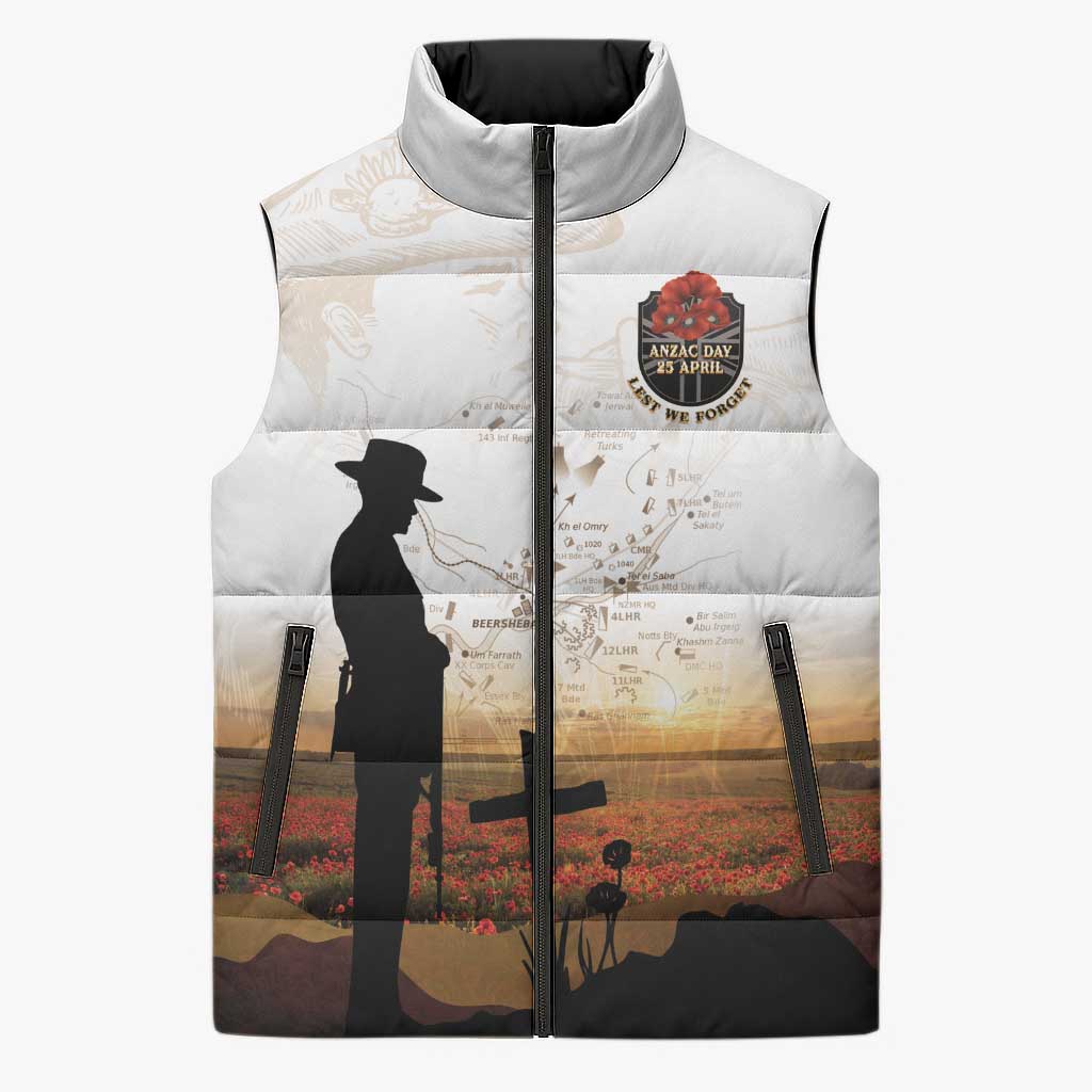 Australia And New Zealand ANZAC Day Sleeveless Puffer Jacket Battle Of Beersheba