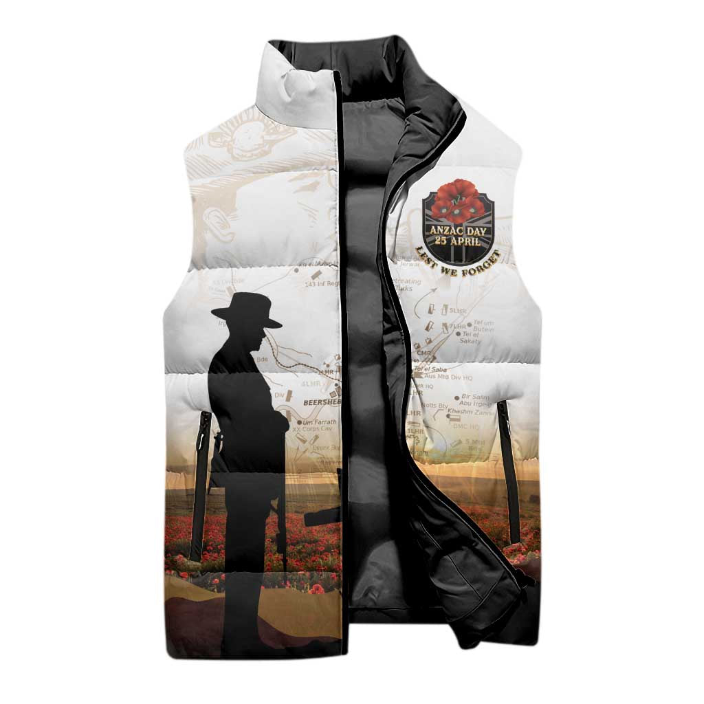 Australia And New Zealand ANZAC Day Sleeveless Puffer Jacket Battle Of Beersheba