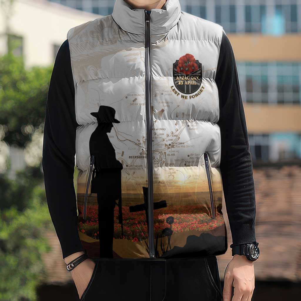 Australia And New Zealand ANZAC Day Sleeveless Puffer Jacket Battle Of Beersheba
