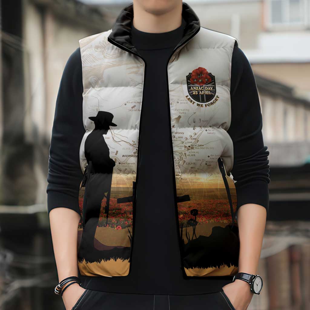 Australia And New Zealand ANZAC Day Sleeveless Puffer Jacket Battle Of Beersheba