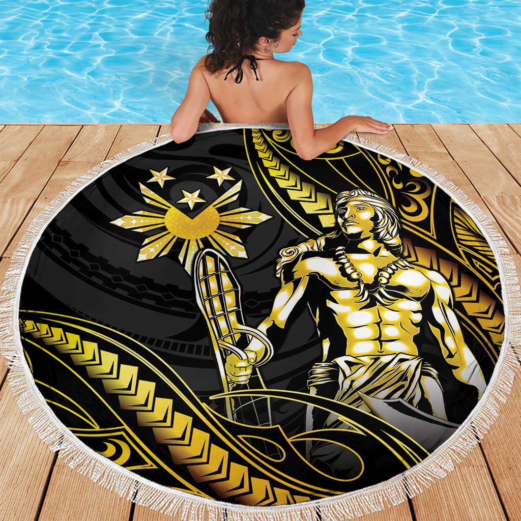 Filipinos Lapu Lapu Hero Beach Blanket Gold Polynesian Tribal Tattoo LT05 - Polynesian Pride