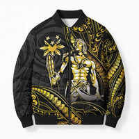 Filipinos Lapu Lapu Hero Bomber Puffer Jacket Gold Polynesian Tribal Tattoo
