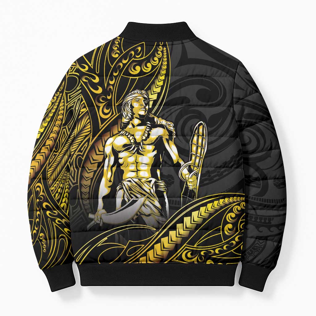 Filipinos Lapu Lapu Hero Bomber Puffer Jacket Gold Polynesian Tribal Tattoo