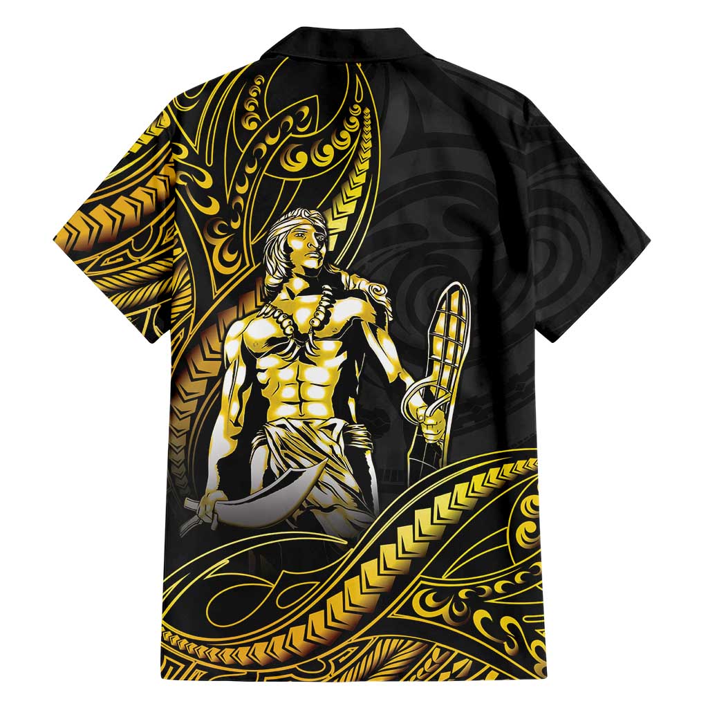 Filipinos Lapu Lapu Hero Family Matching Off Shoulder Maxi Dress and Hawaiian Shirt Gold Polynesian Tribal Tattoo