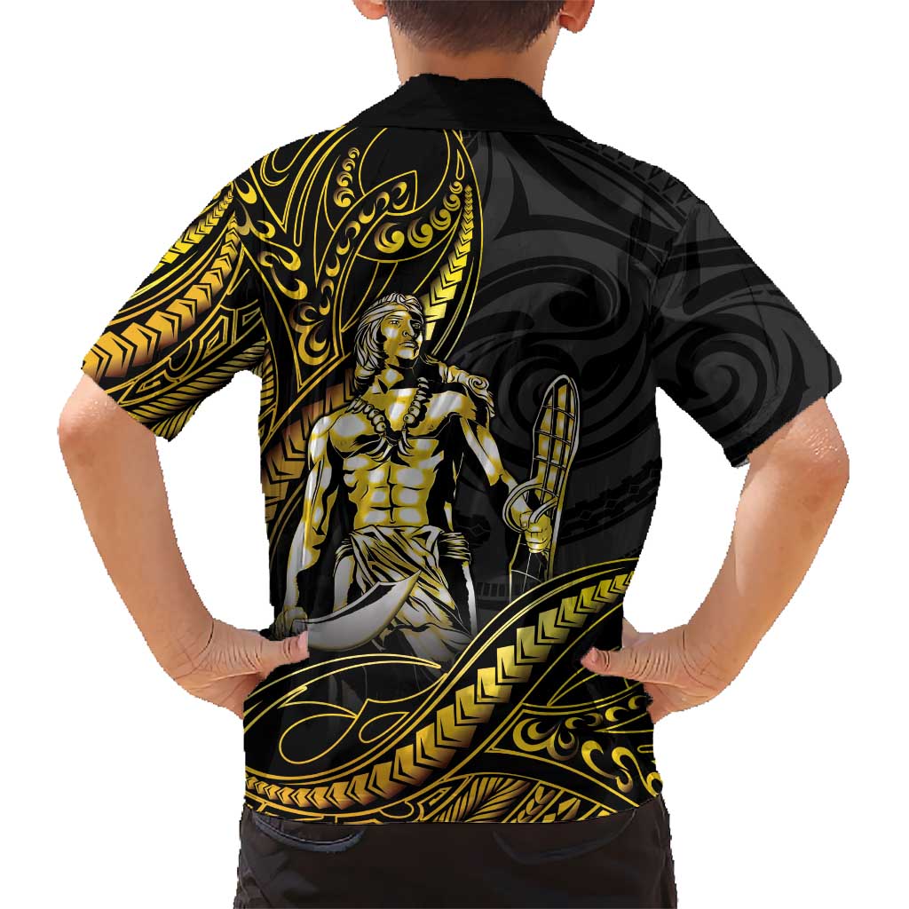 Filipinos Lapu Lapu Hero Family Matching Tank Maxi Dress and Hawaiian Shirt Gold Polynesian Tribal Tattoo
