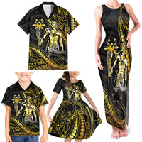 Filipinos Lapu Lapu Hero Family Matching Tank Maxi Dress and Hawaiian Shirt Gold Polynesian Tribal Tattoo