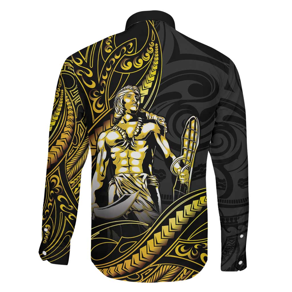 Filipinos Lapu Lapu Hero Family Matching Tank Maxi Dress and Hawaiian Shirt Gold Polynesian Tribal Tattoo