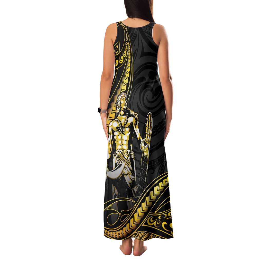 Filipinos Lapu Lapu Hero Family Matching Tank Maxi Dress and Hawaiian Shirt Gold Polynesian Tribal Tattoo