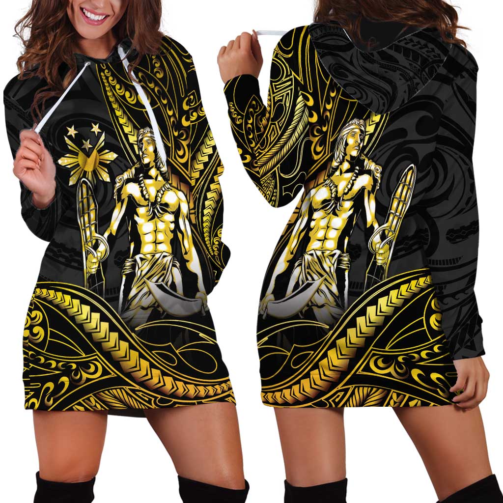 Filipinos Lapu Lapu Hero Hoodie Dress Gold Polynesian Tribal Tattoo
