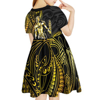 Filipinos Lapu Lapu Hero Kid Short Sleeve Dress Gold Polynesian Tribal Tattoo LT05 - Polynesian Pride