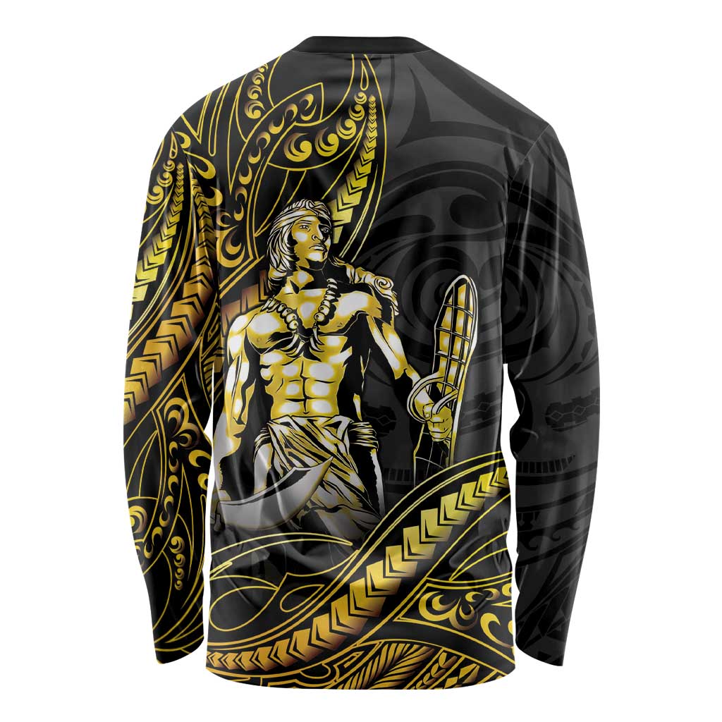 Filipinos Lapu Lapu Hero Long Sleeve Shirt Gold Polynesian Tribal Tattoo