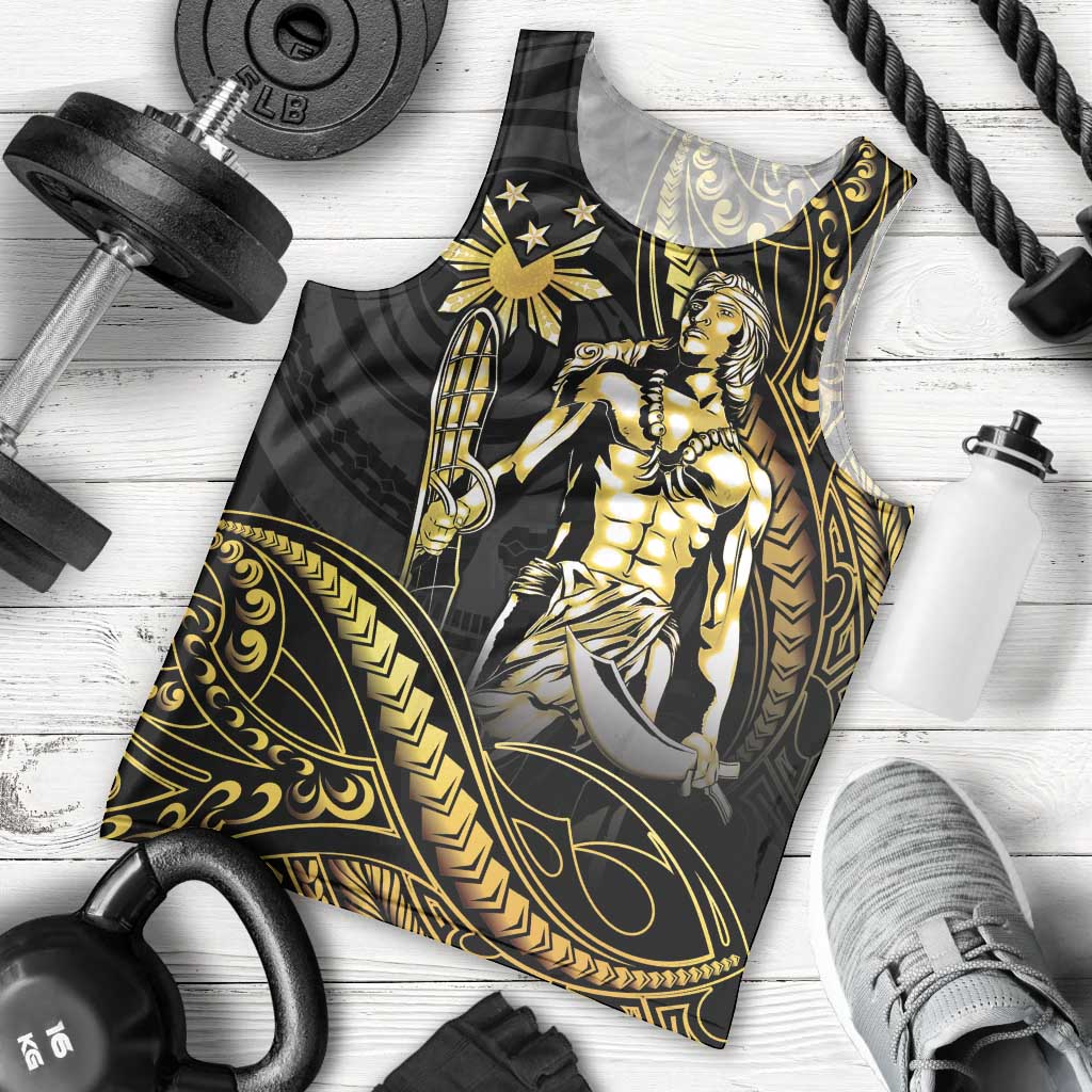 Filipinos Lapu Lapu Hero Men Tank Top Gold Polynesian Tribal Tattoo LT05 - Polynesian Pride
