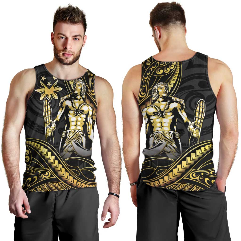 Filipinos Lapu Lapu Hero Men Tank Top Gold Polynesian Tribal Tattoo LT05 - Polynesian Pride