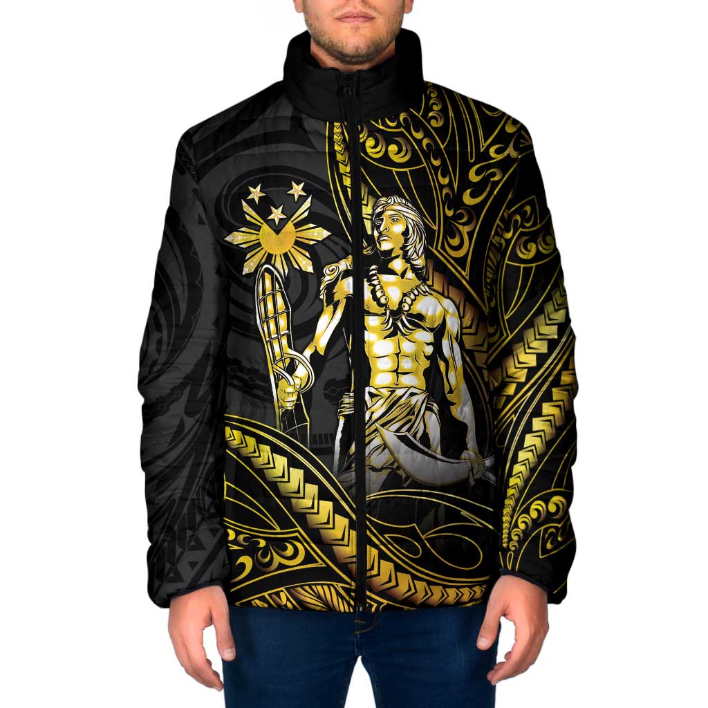 Filipinos Lapu Lapu Hero Padded Jacket Gold Polynesian Tribal Tattoo