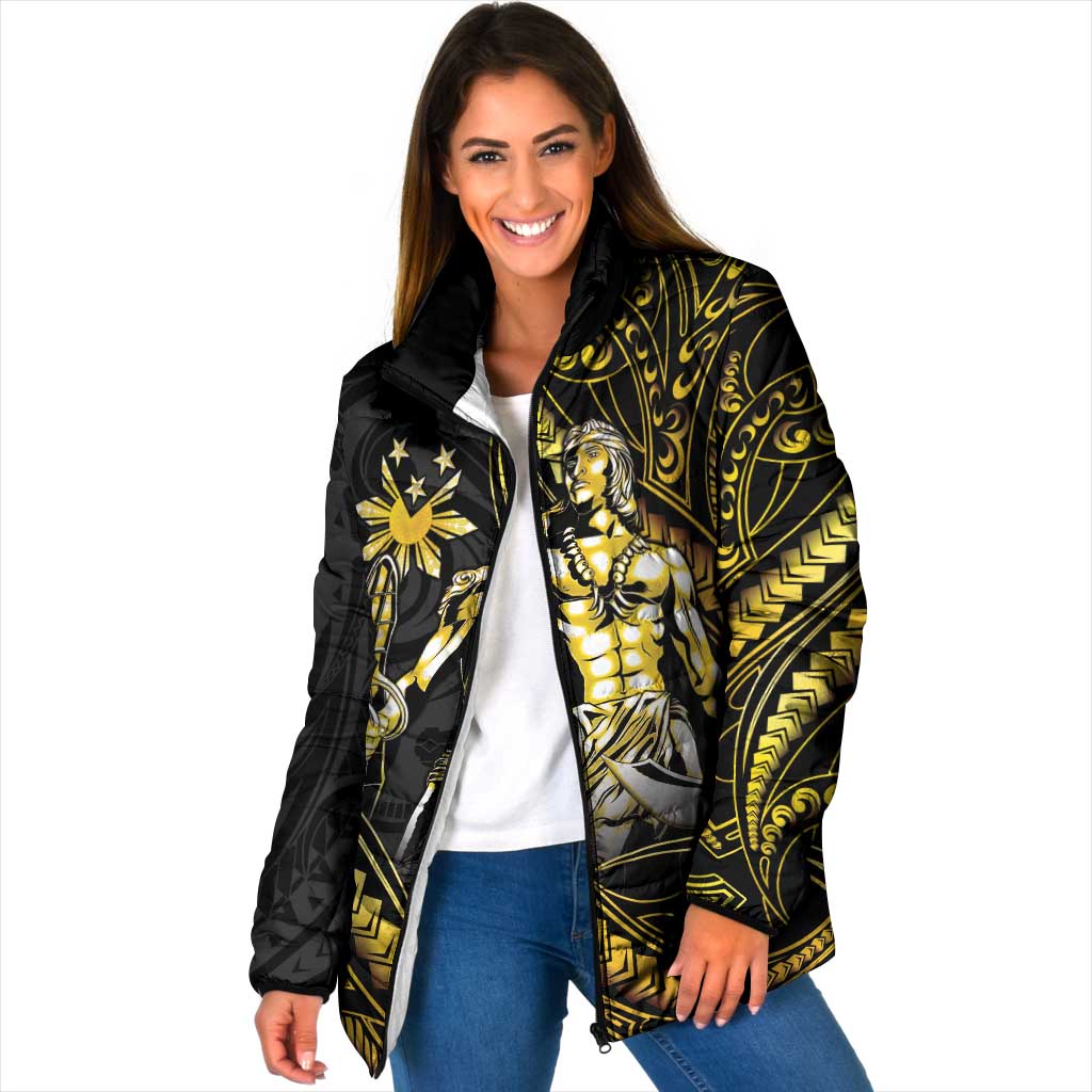Filipinos Lapu Lapu Hero Padded Jacket Gold Polynesian Tribal Tattoo