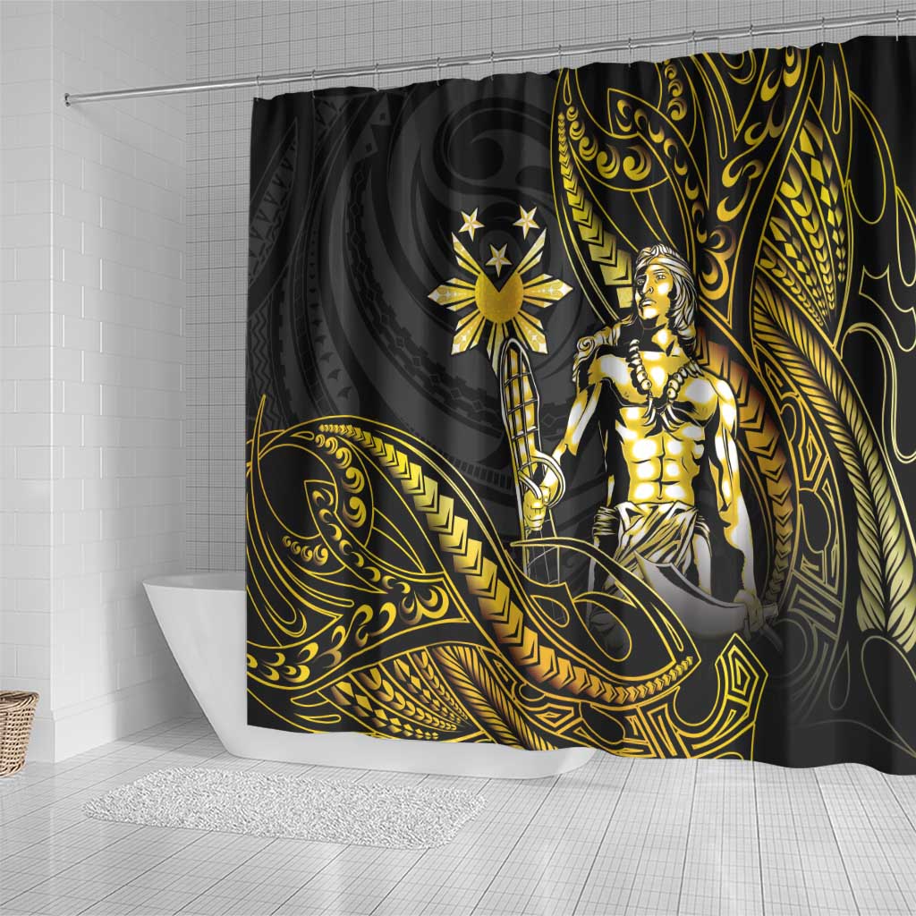 Filipinos Lapu Lapu Hero Shower Curtain Gold Polynesian Tribal Tattoo LT05 - Polynesian Pride