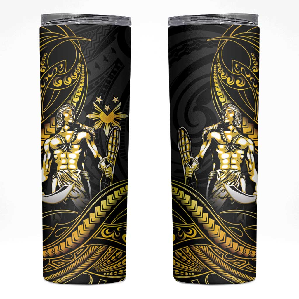 Filipinos Lapu Lapu Hero Skinny Tumbler Gold Polynesian Tribal Tattoo