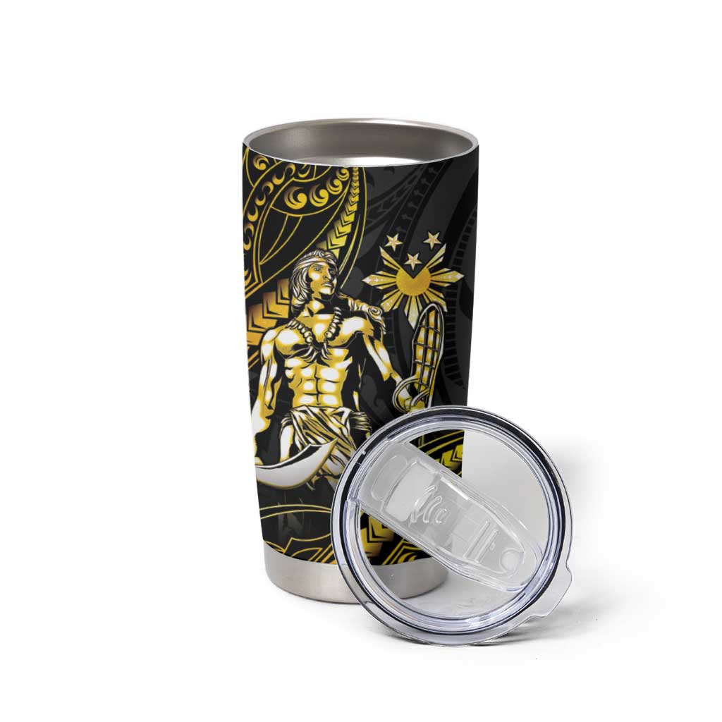 Filipinos Lapu Lapu Hero Tumbler Cup Gold Polynesian Tribal Tattoo