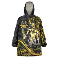 Filipinos Lapu Lapu Hero Wearable Blanket Hoodie Gold Polynesian Tribal Tattoo LT05 One Size Gold - Polynesian Pride