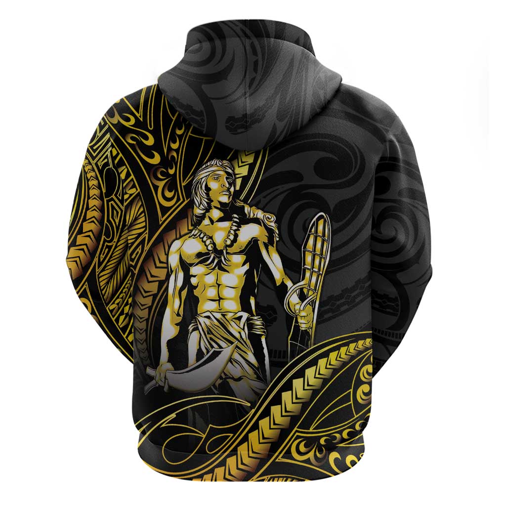Filipinos Lapu Lapu Hero Zip Hoodie Gold Polynesian Tribal Tattoo LT05 - Polynesian Pride