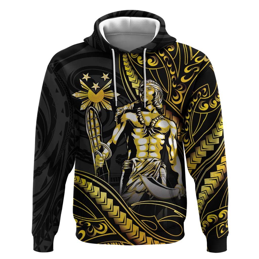 Filipinos Lapu Lapu Hero Zip Hoodie Gold Polynesian Tribal Tattoo LT05 Pullover Hoodie Gold - Polynesian Pride