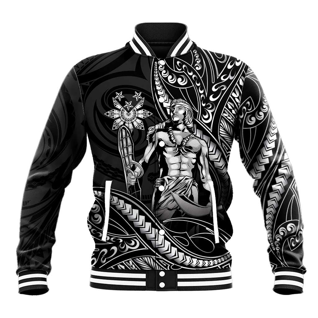Filipinos Lapu Lapu Hero Baseball Jacket Black Polynesian Tribal Tattoo