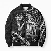Filipinos Lapu Lapu Hero Bomber Puffer Jacket Black Polynesian Tribal Tattoo