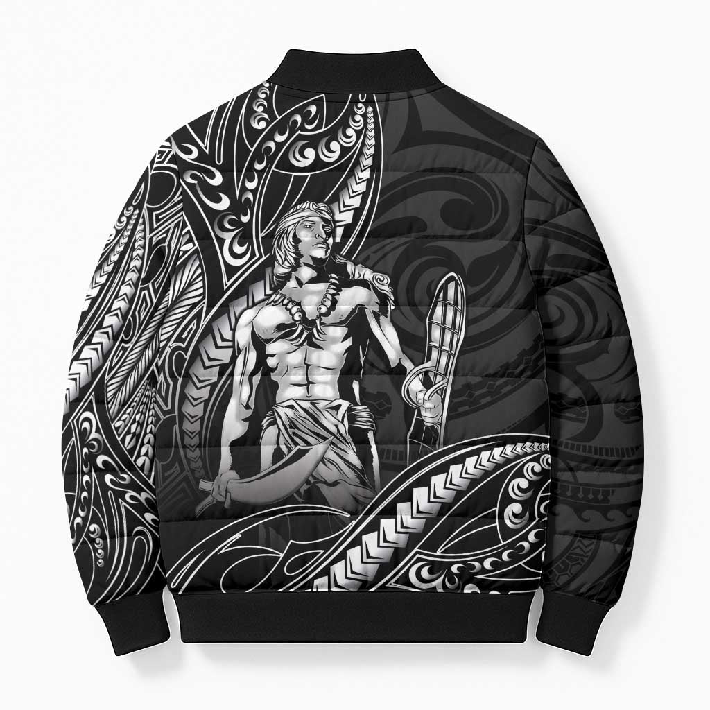 Filipinos Lapu Lapu Hero Bomber Puffer Jacket Black Polynesian Tribal Tattoo