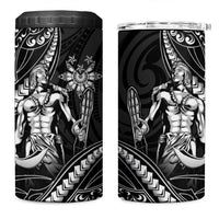 Filipinos Lapu Lapu Hero 4 in 1 Can Cooler Tumbler Black Polynesian Tribal Tattoo LT05 One Size: 16 oz Black - Polynesian Pride