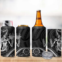 Filipinos Lapu Lapu Hero 4 in 1 Can Cooler Tumbler Black Polynesian Tribal Tattoo LT05 - Polynesian Pride