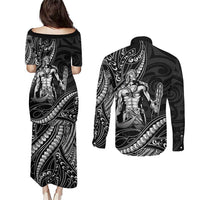 Filipinos Lapu Lapu Hero Couples Matching Puletasi and Long Sleeve Button Shirt Black Polynesian Tribal Tattoo LT05 - Polynesian Pride