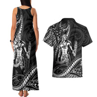 Filipinos Lapu Lapu Hero Couples Matching Tank Maxi Dress and Hawaiian Shirt Black Polynesian Tribal Tattoo