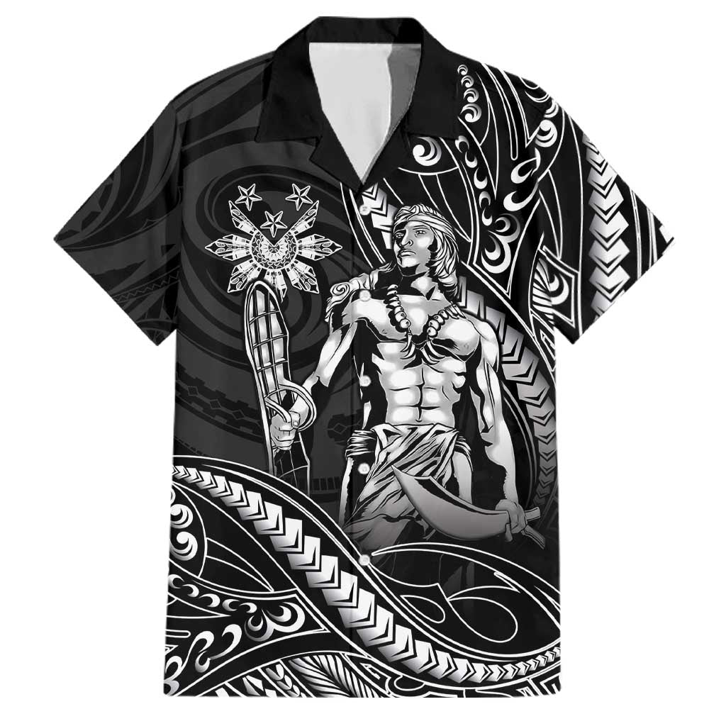 Filipinos Lapu Lapu Hero Family Matching Long Sleeve Bodycon Dress and Hawaiian Shirt Black Polynesian Tribal Tattoo