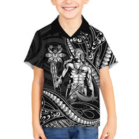 Filipinos Lapu Lapu Hero Family Matching Off The Shoulder Long Sleeve Dress and Hawaiian Shirt Black Polynesian Tribal Tattoo